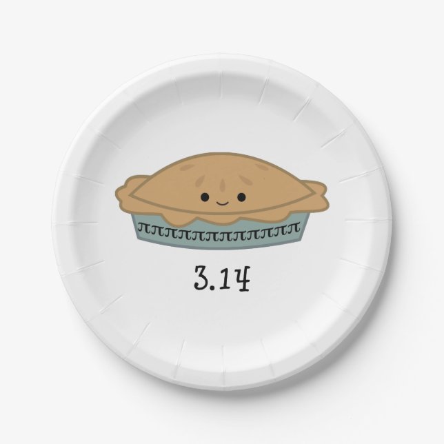 Cute Pi Day 3.14 Paper Plates (Front)