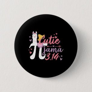 Cute Pi Day Pajama Lama 3.14 Cutie Pie Alpaca Love Button