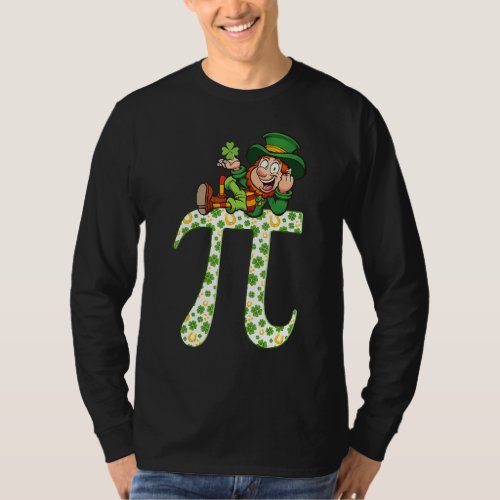 Cute Pi Irish Math Teacher Leprechaun Pi Day St Pa T_Shirt