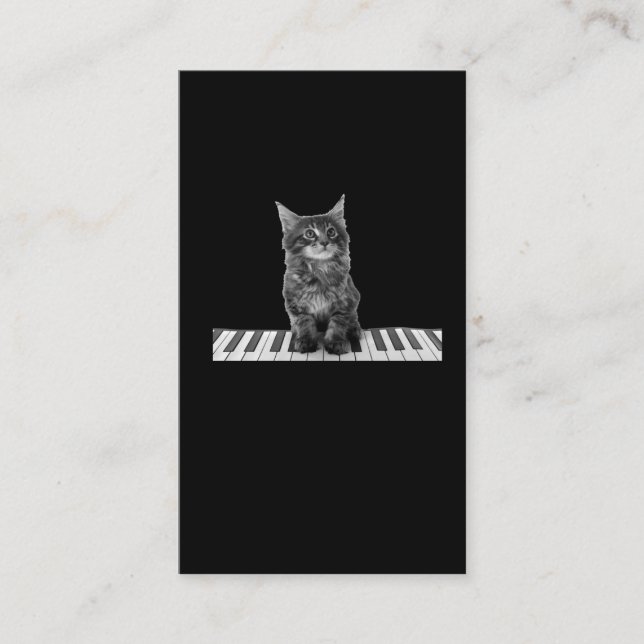 Cute Piano Cat Pianist Keyboard Player Business Card (Front)