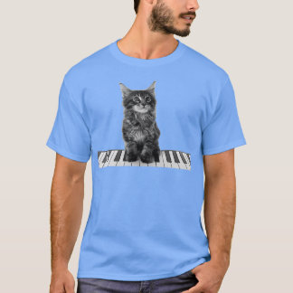 Cute Piano Cat Pianist Keyboard Player T-Shirt
