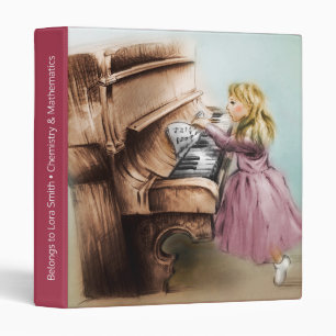 Cute Piano Girl, Elegant Vintage Art for Kids 3 Ring Binder