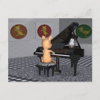 Cute Piano Playing Piggy Postcard by Emangl3D at Zazzle