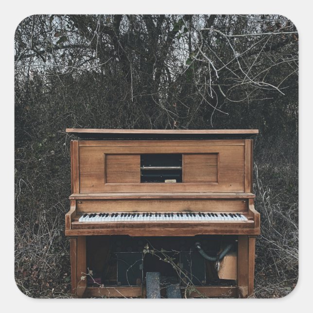 Cute Piano Square Sticker (Front)
