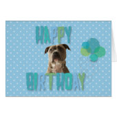Cute Pibull Dog Happy Birthday Greeting Card (Front Horizontal)