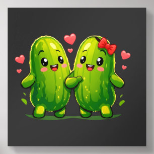 Cute Pickle Couple Funny Kawaii Pickles Acrylic Photo Tile