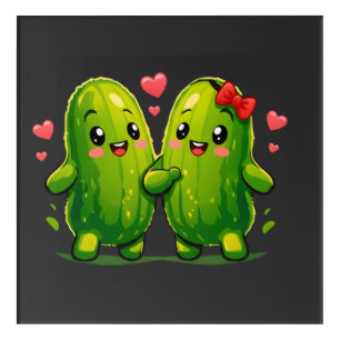 Cute Pickle Couple Funny Kawaii Pickles Acrylic Print