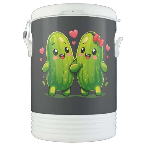 Cute Pickle Couple Funny Kawaii Pickles  Beverage Cooler