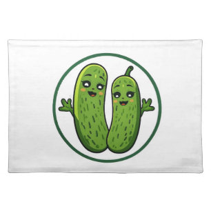 Cute Pickle Couple Funny Kawaii Pickles Cloth Placemat