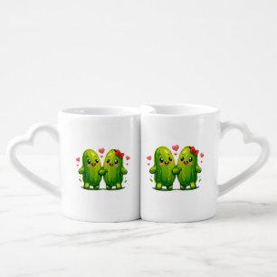 Cute Pickle Couple Funny Kawaii Pickles Coffee Mug Set