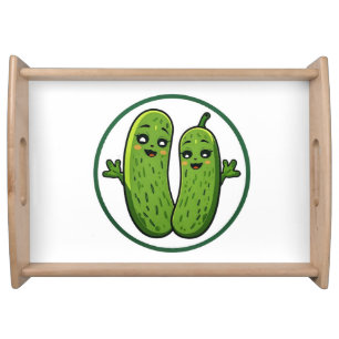 Cute Pickle Couple Funny Kawaii Pickles Serving Tray