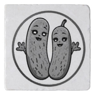 Cute Pickle Couple Funny Kawaii Pickles Trivet