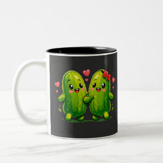 Cute Pickle Couple Funny Kawaii Pickles Two-Tone Coffee Mug