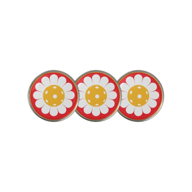 Cute pickleball daisy  golf ball marker (3 Up)
