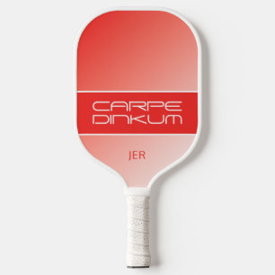 Cute Pickleball Dink Pun Gradient Initials Red Pickleball Paddle