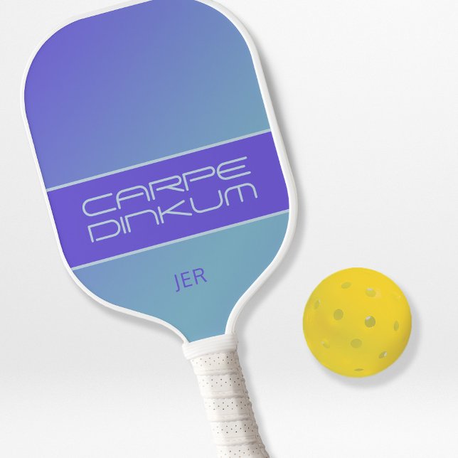 Cute Pickleball Dink Pun Sports Ombre Blue Purple Pickleball Paddle (Creator Uploaded)