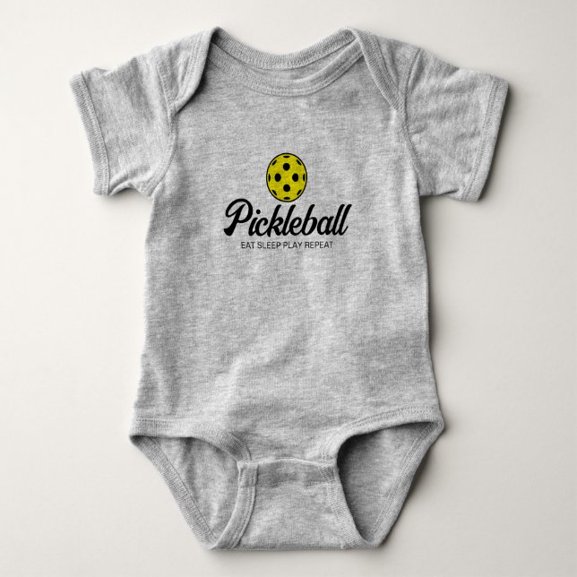 Cute pickleball jumpsuit for new baby bodysuit (Front)