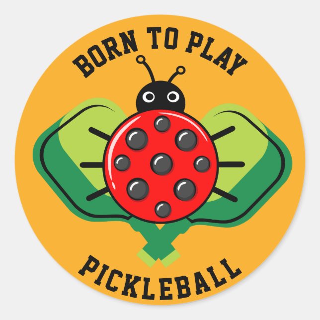 🐞Cute pickleball ladybug orange Classic Round Sticker (Front)