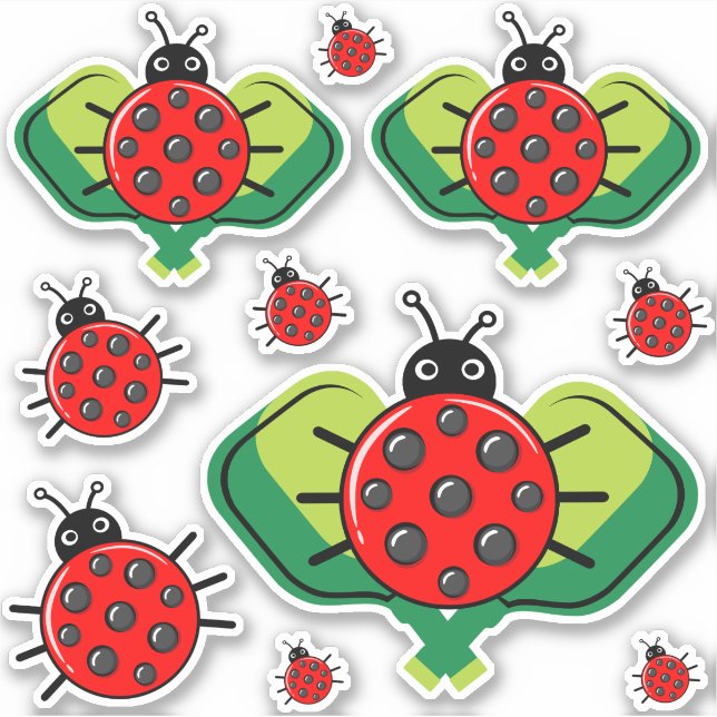 🐞Cute pickleball ladybug with pickleball paddles  Sticker (Front)