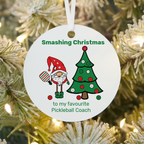 Cute Pickleball Merry Christmas metal Ornament