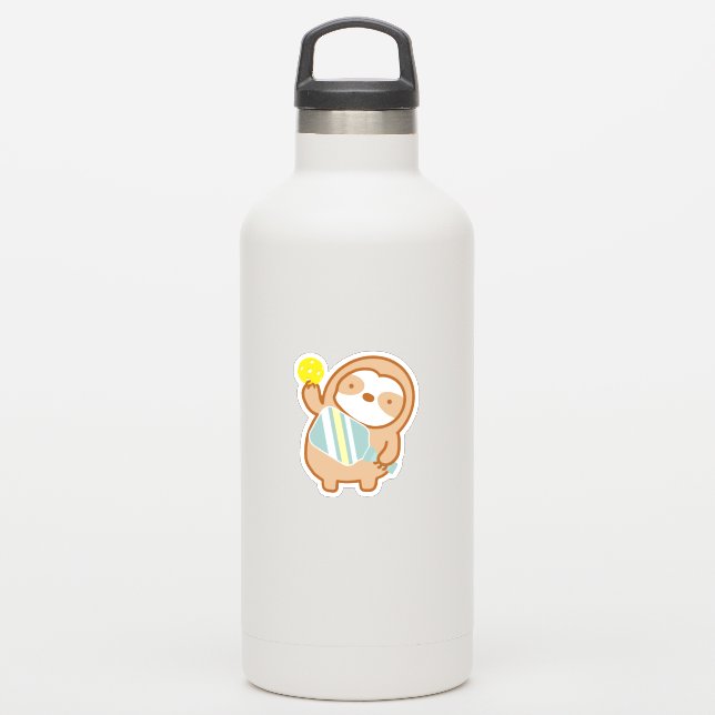 Cute Pickleball Player Sloth Sticker (Waterbottle)