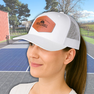 Cute Pickleball Player Team City Squad  Leather Patch Hat