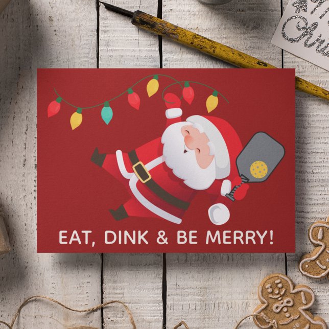 Cute Pickleball Santa Red Christmas Photo  Holiday Card (Creator Uploaded)