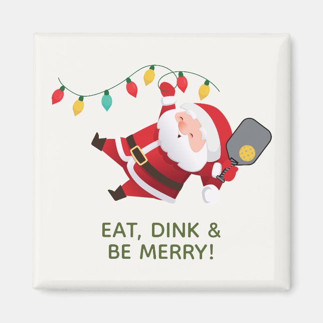 Cute Pickleball Santa White Christmas  Magnet (Front)