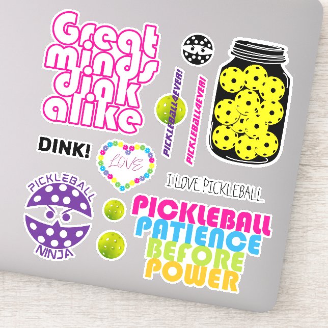 Cute pickleball sticker sheet 007, large (Detail)