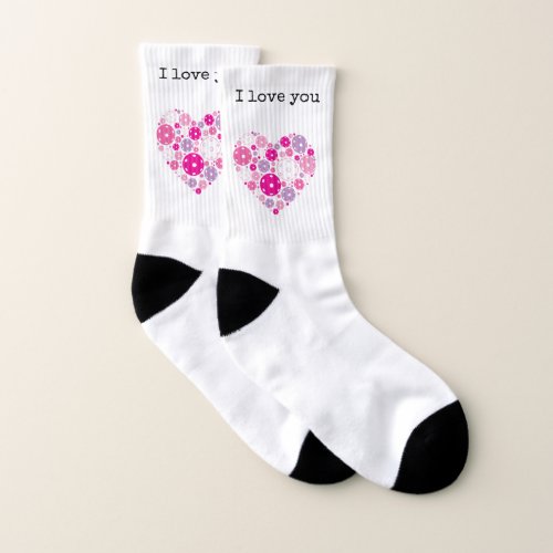 Cute Pickleball  Valentines custom text  Socks