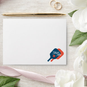Cute pickleball wedding envelopes with liner logo