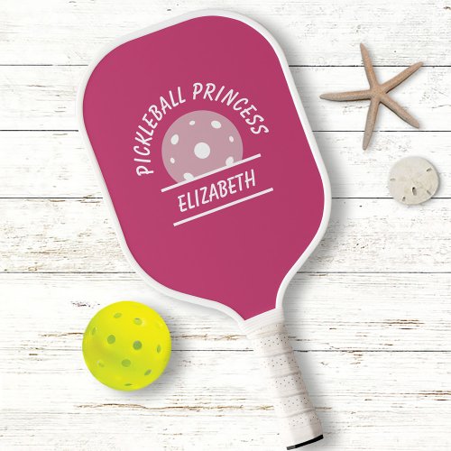 Cute Pickleball Wizard Name Ball Girly Pink Sports Pickleball Paddle