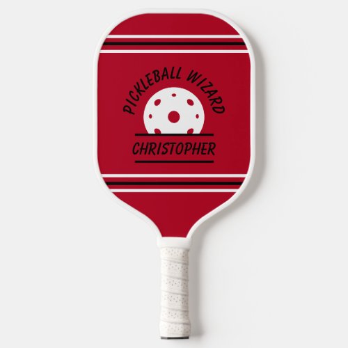 Cute Pickleball Wizard Name Ball Red Black Sports Pickleball Paddle