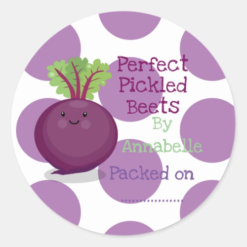 Cute pickled beets cartoon illustration label