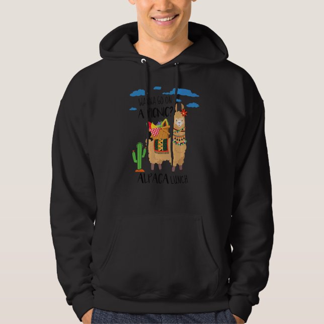 Cute Picnic Alpaca Hoodie (Front)