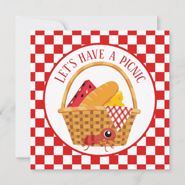 cute picnic ant party  invitation (Front)