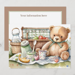 cute picnic bears add text invitation