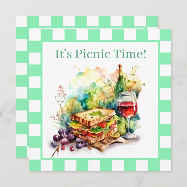 cute picnic party lovers  invitation (Front/Back)