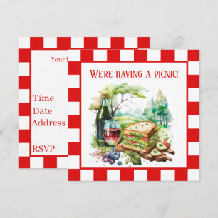 cute picnic scene party invitation