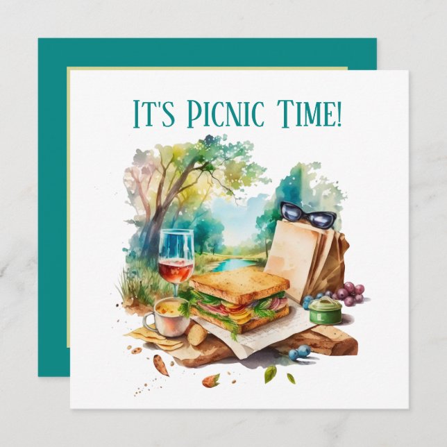 cute picnic scene party  invitation (Front/Back)