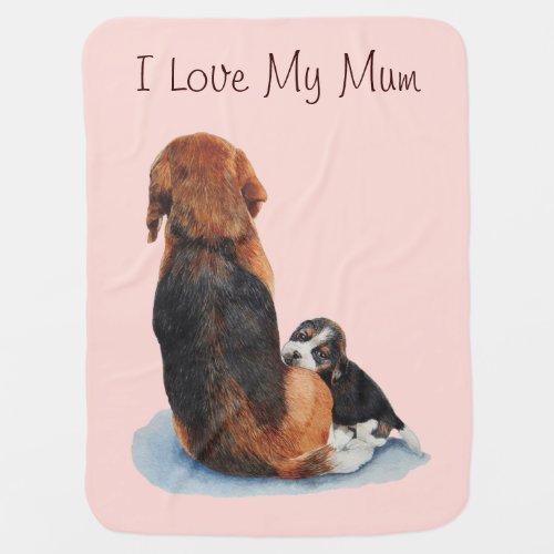 cute picture beagle puppy cuddling mom dog baby blanket