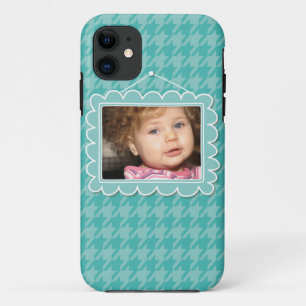 Cute picture frame with blue houndstooth iPhone 11 case