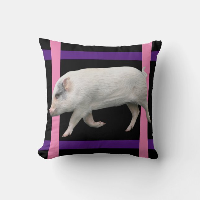 Cute Picture of a Pig Throw Pillow (Front)