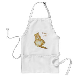 cute picture of ginger cat asleep like kitten adult apron