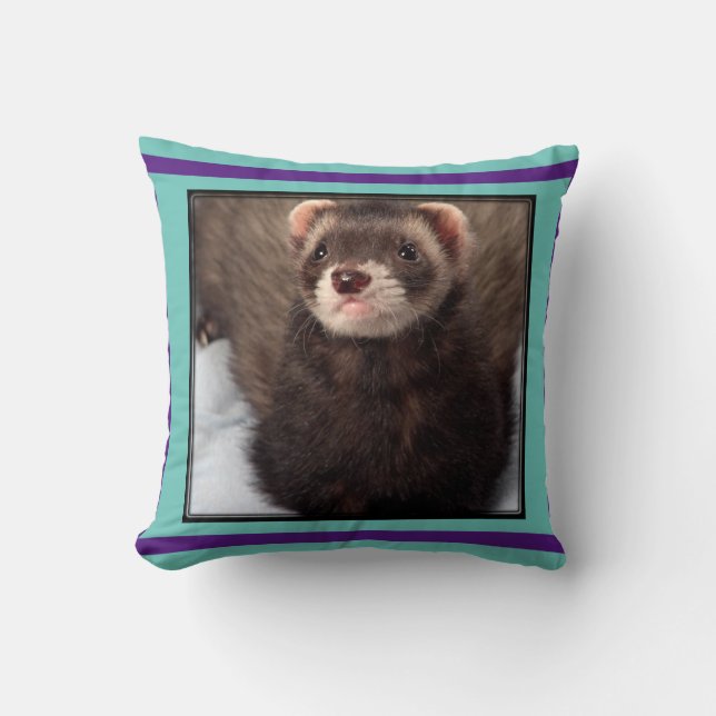 Cute Picture of Sable Ferret Throw Pillow (Front)