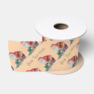cute picture of santa getting ready for christmas satin ribbon