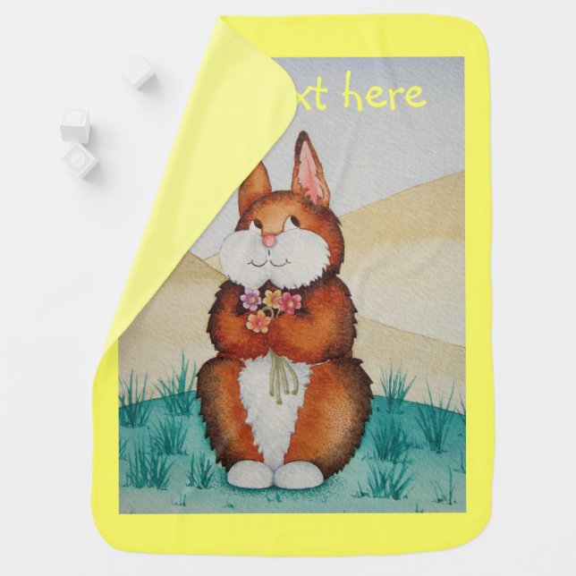 cute picture of smiling brown bunny rabbit receiving blanket (In Situ)