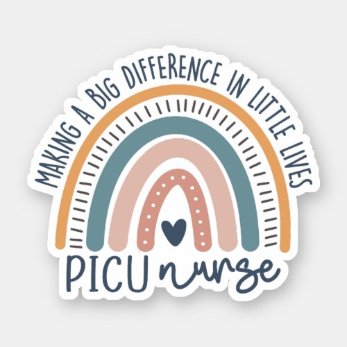 Cute PICU Nurse Rainbow Pediatric Intensive Care Sticker