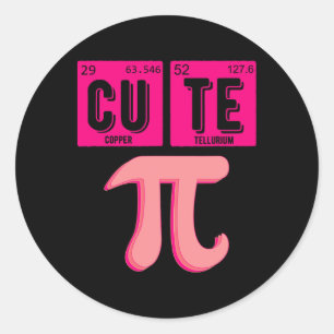 Cute Pie Pi Day Cutie Math Periodic Table Pink Mat Classic Round Sticker