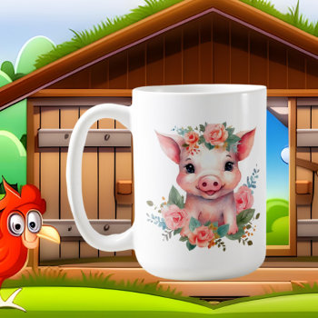 Cute Pig Add Name Coffee Mug by DoodlesGifts at Zazzle